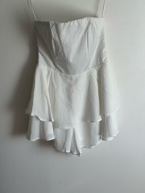 White Strapless Tiered Romper